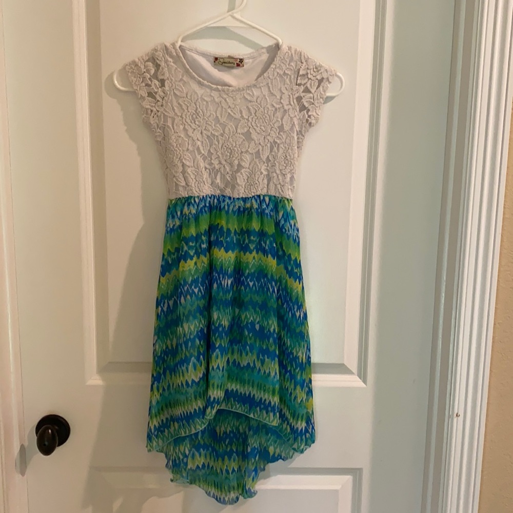 Girls high/low short sleeve dress